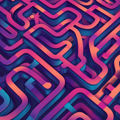 Realistic maze clipart with random background, vibrant tones