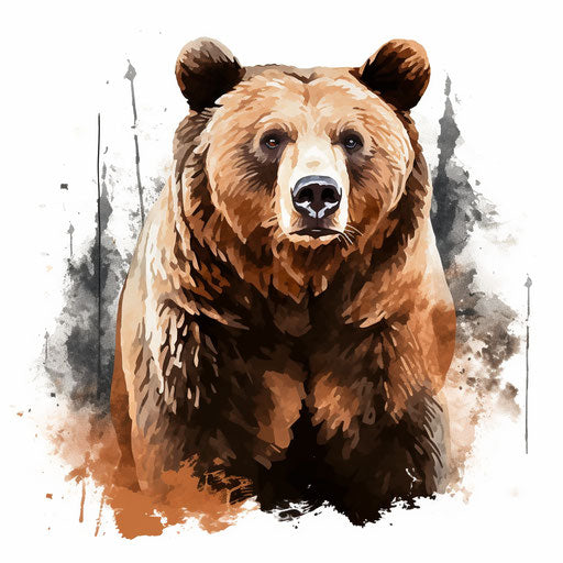 Bear clipart in the style of Chiaroscuro Art, on a white background