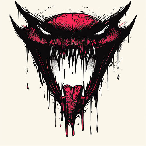 Terrifying tattoo sketch of a vampire's fangs dripping blood