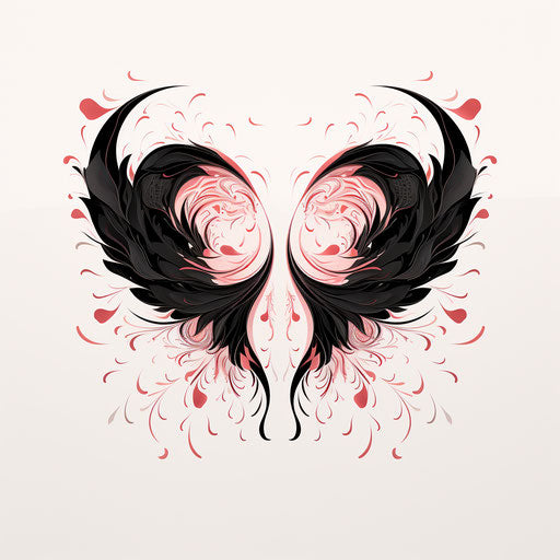 Red and black heart shaped wings in vector
