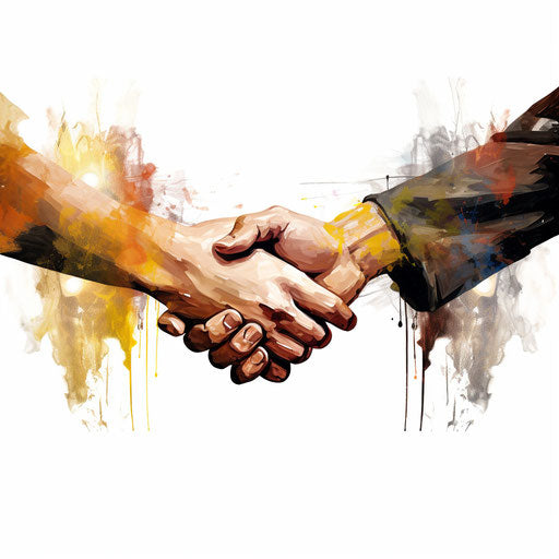 Handshake clipart in the style of Oil painting