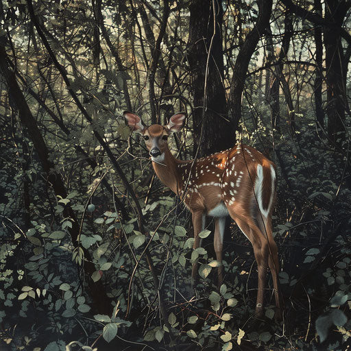 The dense underbrush of the white-tailed deer habitat, a safe haven for fawns during the day