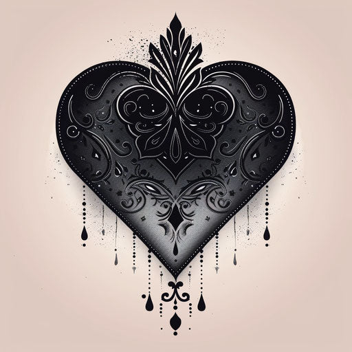 Black heart with delicate lace patterns