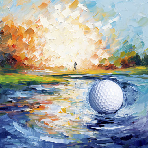 Golf ball in Impressionistic Art style on white background
