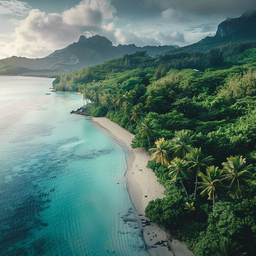 Immaculate Bora Bora beach from above