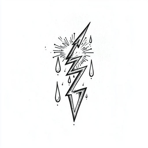 Small tattoo designs for men with lightning bolt and raindrops