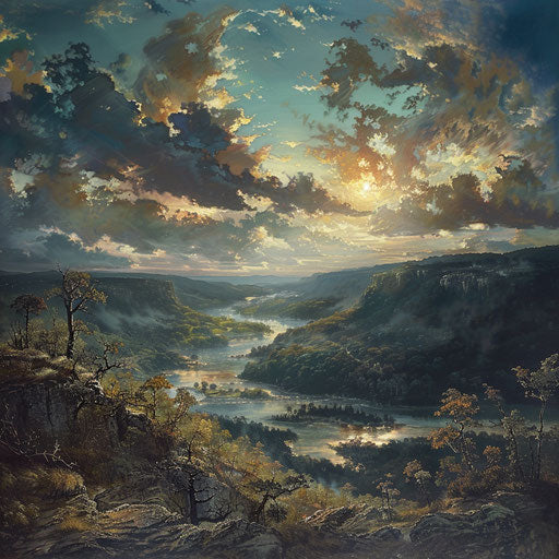 The Ozark Mountains with detailed brushstrokes