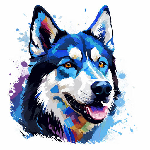 Husky illustration in the style of Chiaroscuro Art, on white background