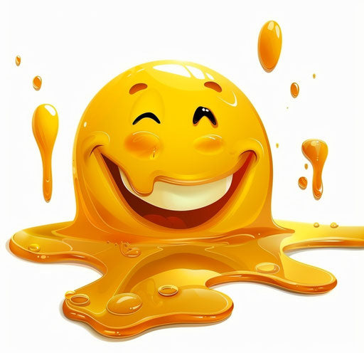 Animated smile on white background, Sudersan Pattnaik style, water drops