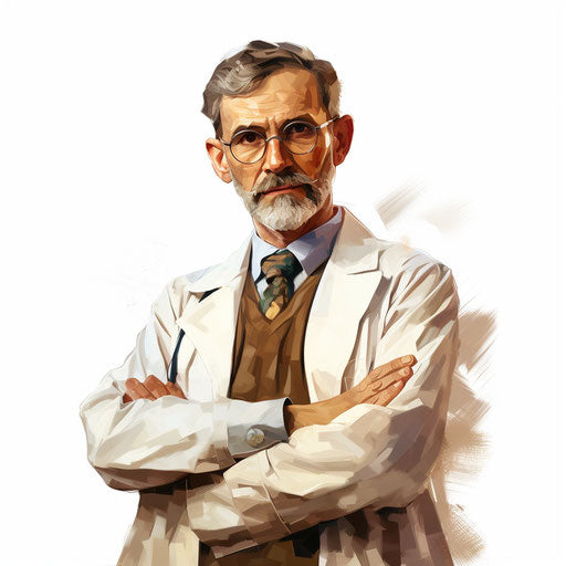 Doctor clipart in the style of Oil painting, on a white background
