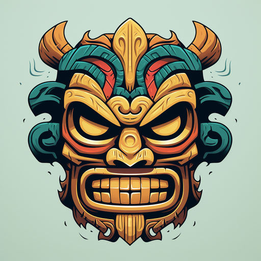 Traditional mask in minimalist illustrative style