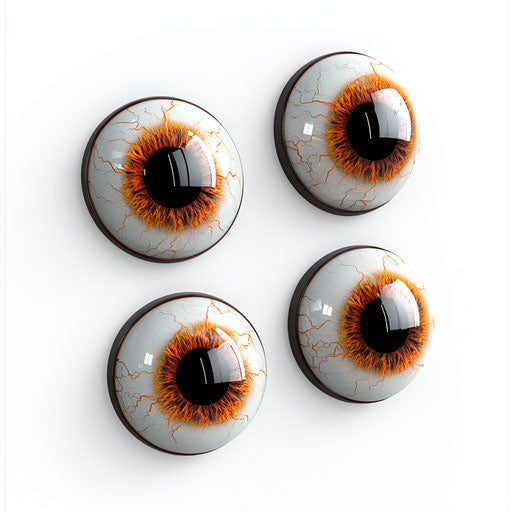 3D Creepy Eyes in photo realistic style with a flat white background, isolated clipart