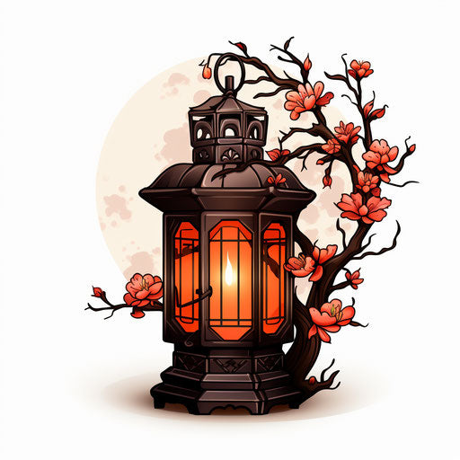 Lantern clipart in the style of Chiaroscuro Art, on a white background