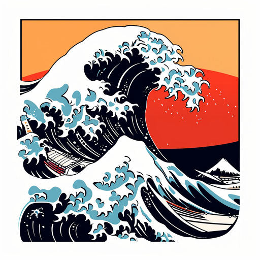 Tattoo sketch of a Japanese wave in pop art clipart style