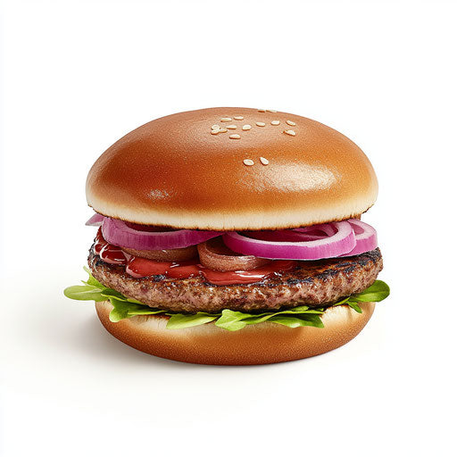 3D hamburger with photo realistic style on flat white background
