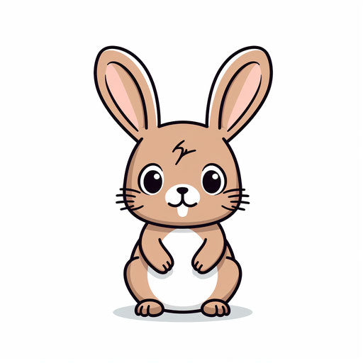 Minimalist rabbit cartoon in white background
