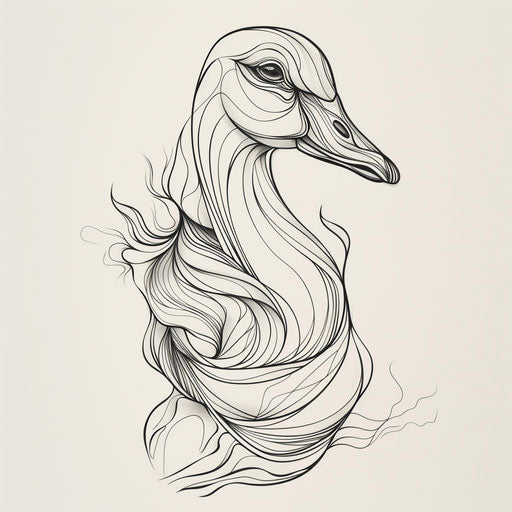 Flat sketch of a goose with elegant and peaceful lines