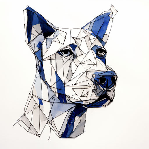Dog head drawings, fauvism style, animated shapes