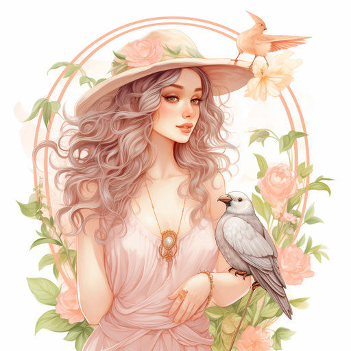 June illustration in the style of Pastel Colors Art, on white background