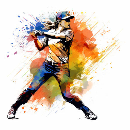 Softball clipart in the style of impressionistic art, on white background