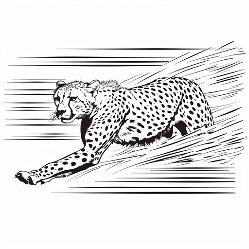 Cheetah in motion with speed lines