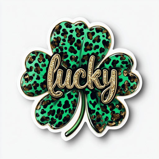 Emerald green clover with leopard print and glitter