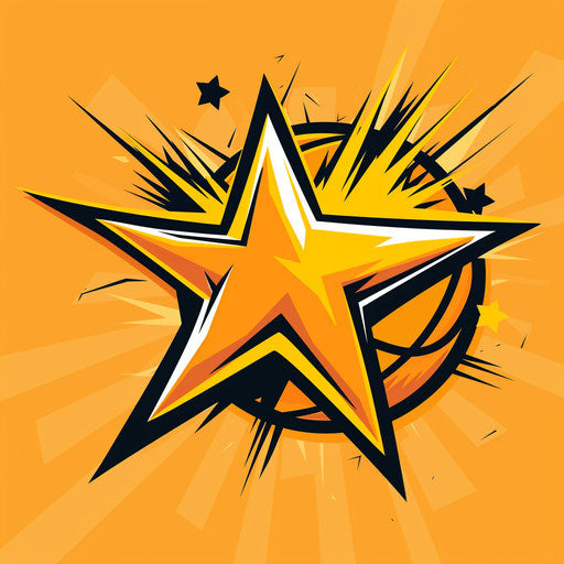 Basketball logo with a stylized star on bright yellow background