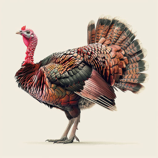 Realistic turkey on flat white background