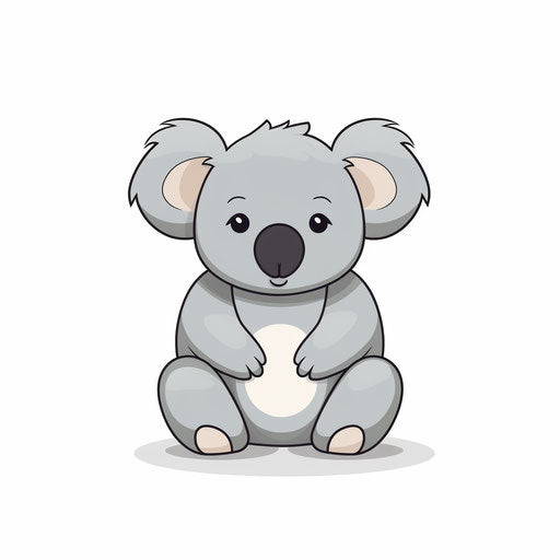 Koala clip art in Minimalist style, on white background