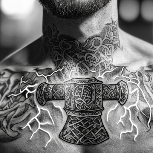 Viking tattoos for men depicting Thor’s hammer