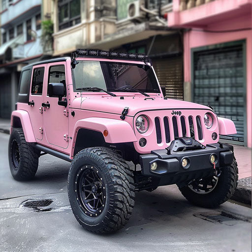 Light pink metallic classic off-road vehicle