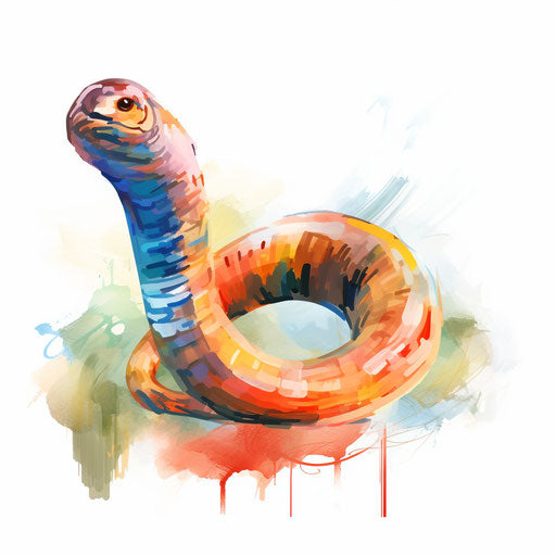 Illustration of worm in the style of Impressionistic Art, on white background