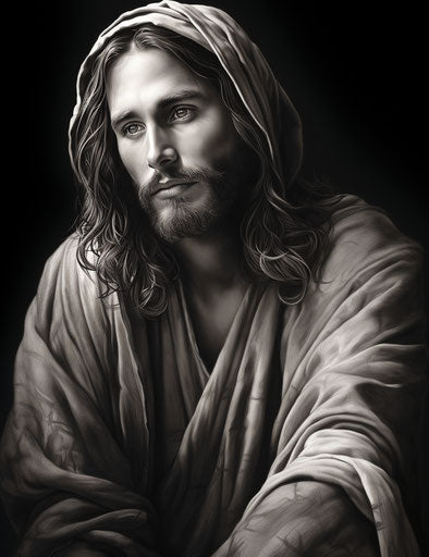 Jesus love tattoo black and white sentimental realism drawing