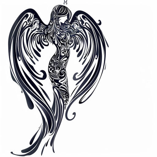 Guardian angel tattoo with a tribal twist