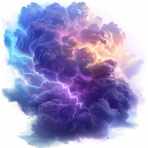 Thunderstorm clipart in a photo realistic style on white background