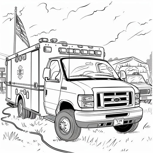 Ambulance at a festival, medical aid for attendees