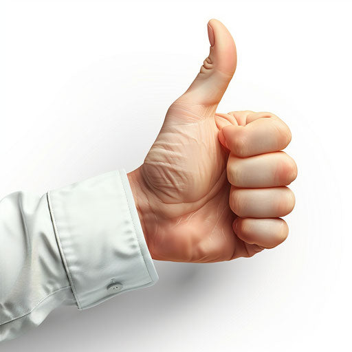 Realistic thumbs up clipart with dynamic shadows and highlights