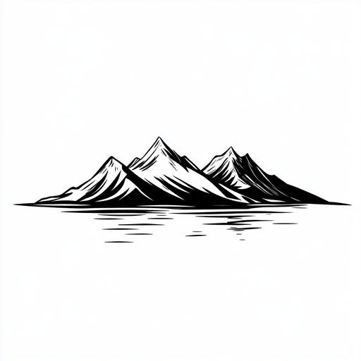 Minimalist mountain range tattoo sketch design