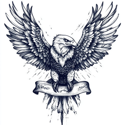 Beautiful flat tattoo sketch of chest eagle