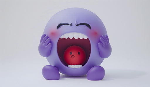 Animated emoji screaming and having fun holding head