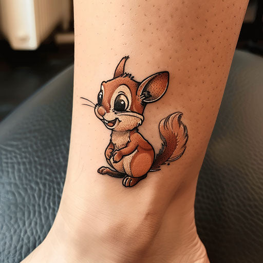 Adorable small tattoos in the style of Steve Sack featuring humorous cartoons