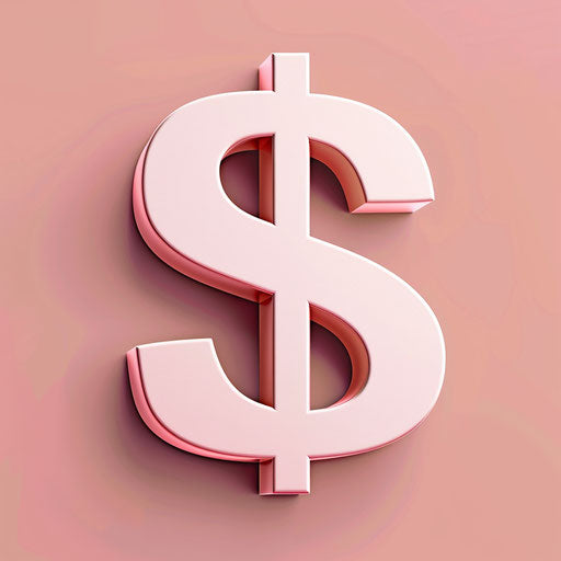 Realistic dollar sign on dusky rose background