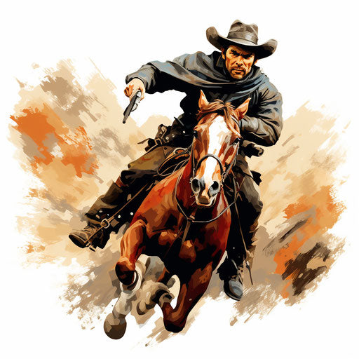 Western clipart in the style of Oil painting on white background
