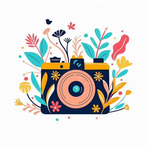 Whimsical photography logo with playful elements and bright colors