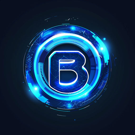 Brand logo design with digital elements and bright blue colors