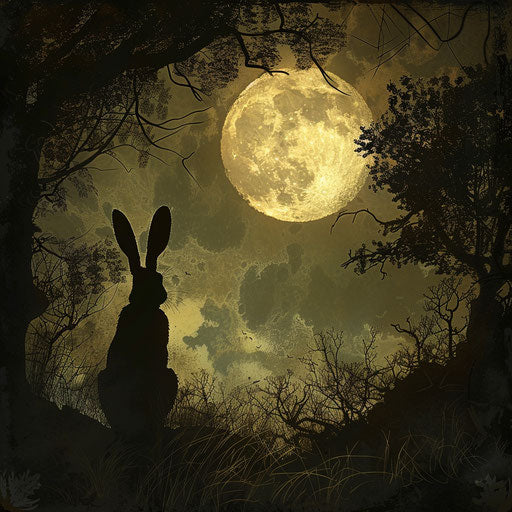 Rabbit under the glow of the harvest moon