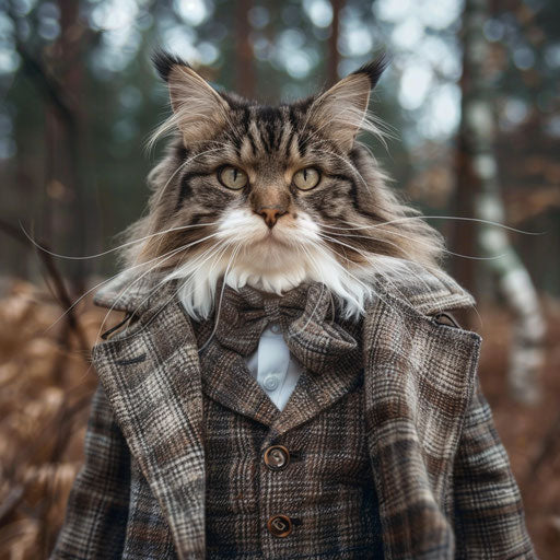 Norwegian forest cat dressed as a man