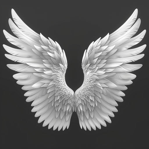 Realistic illustration with detailed wings on random flat background