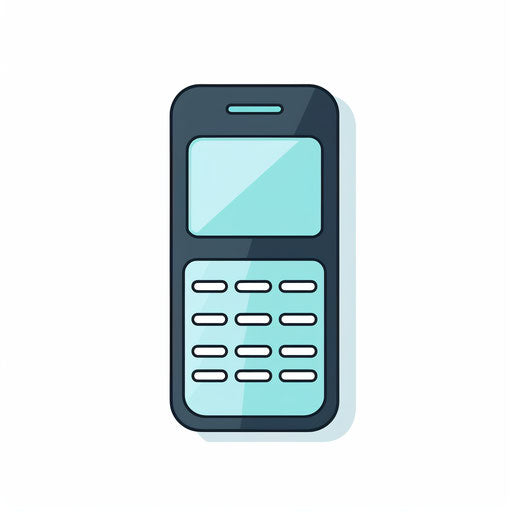 Minimalist cell phone clipart on white background