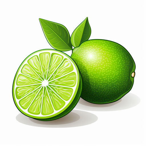 Lime illustration in the style of Chiaroscuro Art, on white background
